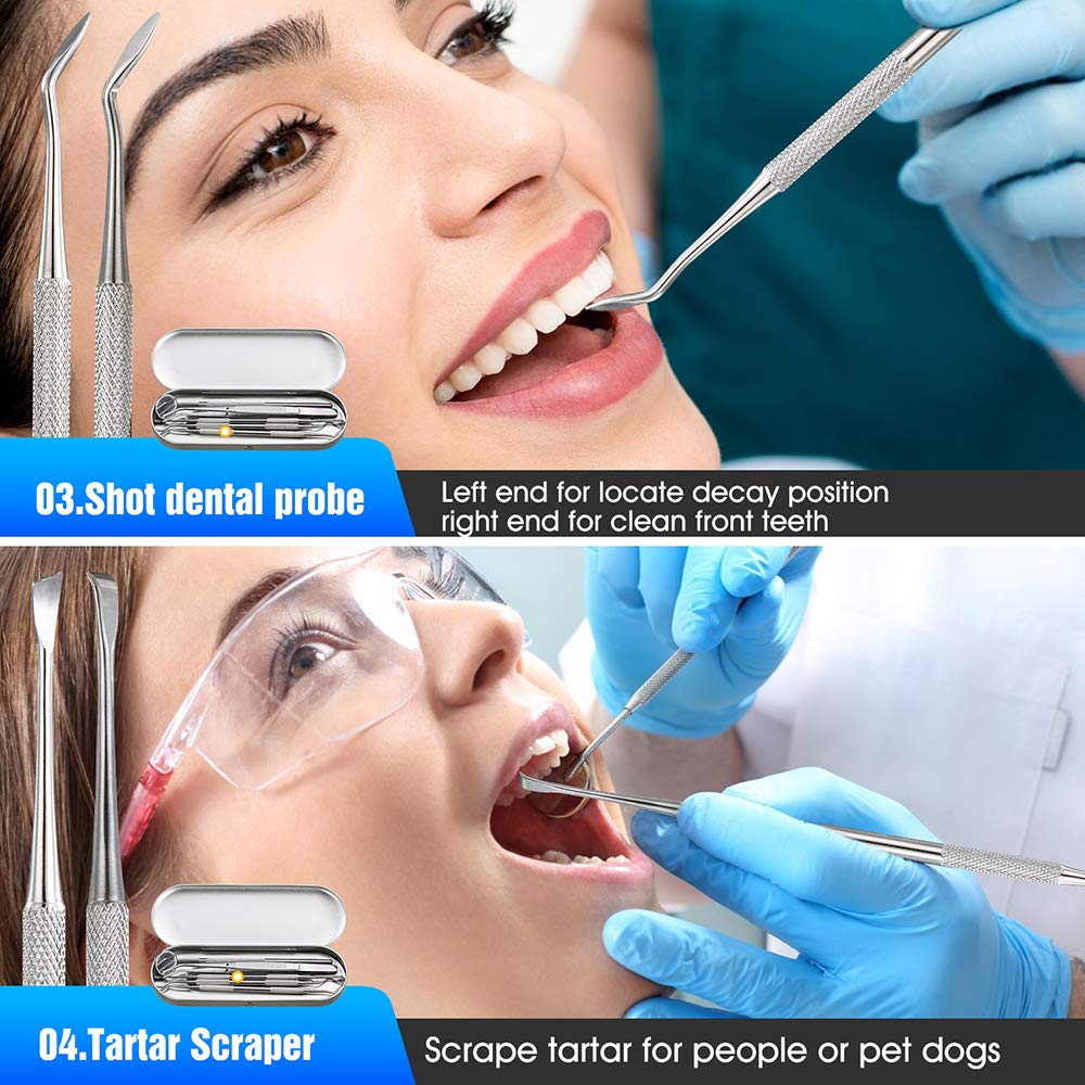HANNEA 5 Pcs Dental Kit, Stainless Steel Teeth Cleaning Tools, Storage Box 3