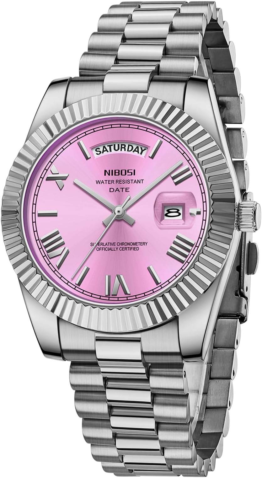 Men Watches Analog Quartz Stainless Steel Rose Gold Silver Watches for Men Waterproof Business Classic Desiger Wrist Watch with Day Date