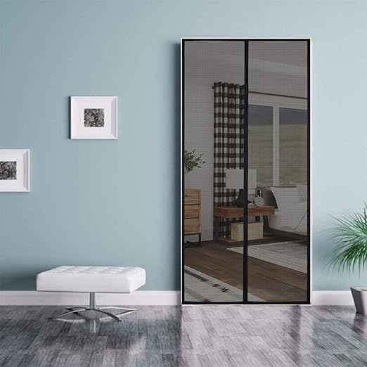 Classic Mosquito Net Magnetic Mosquito net for Door (200x100 cm, Black) Fiberglass mesh for Main Doors, Balcony Doors Or Kitchen Doors, Self-Closing Quick, Bug Insect Mesh