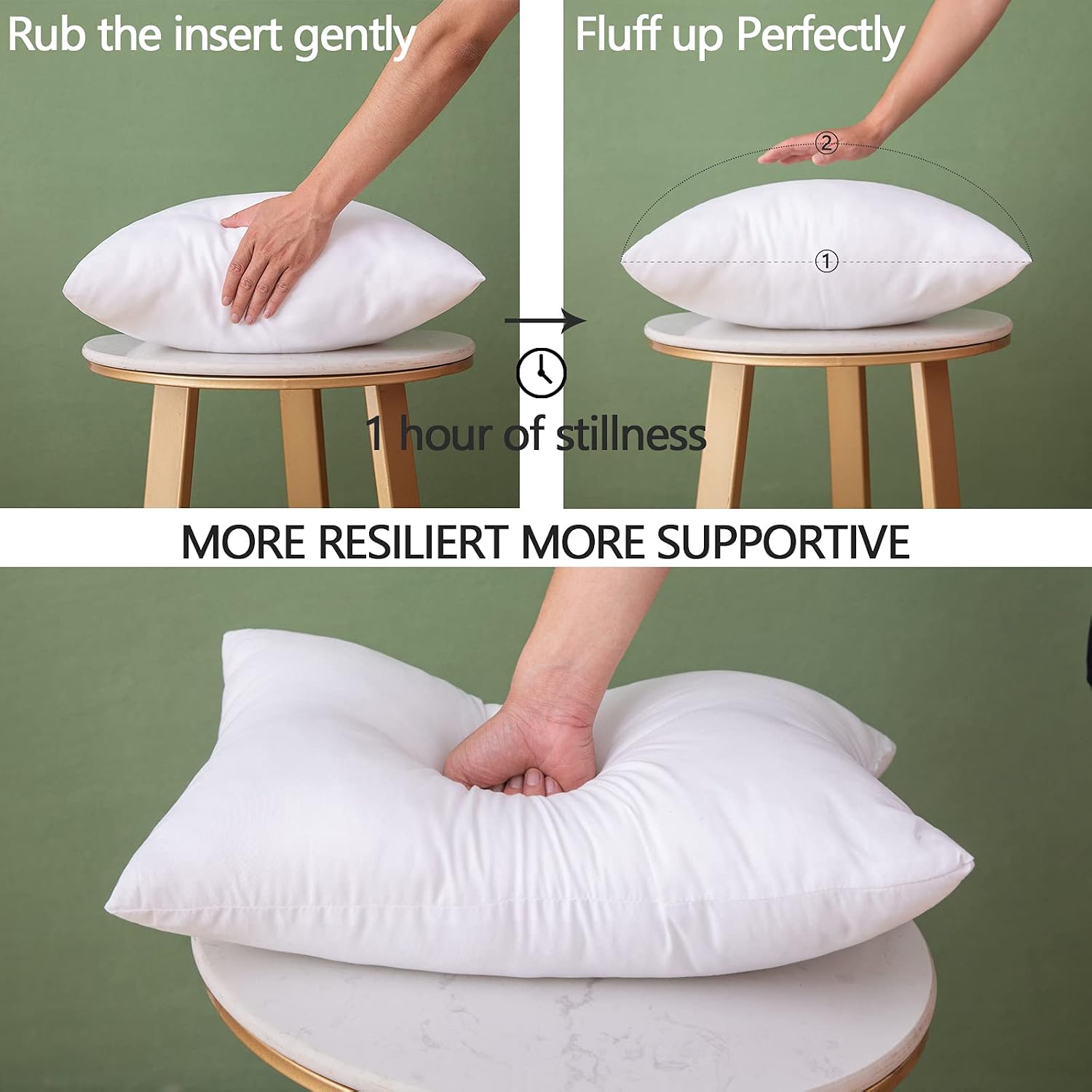 NEERYO Soft Polyester Throw Pillow Inserts Hypoallergenic Sham Stuffer Decorative Pillow Bed Couch Sofa Machine Washable White Square Form Set of 2 20 x 20 Inch 50 x 50 cm