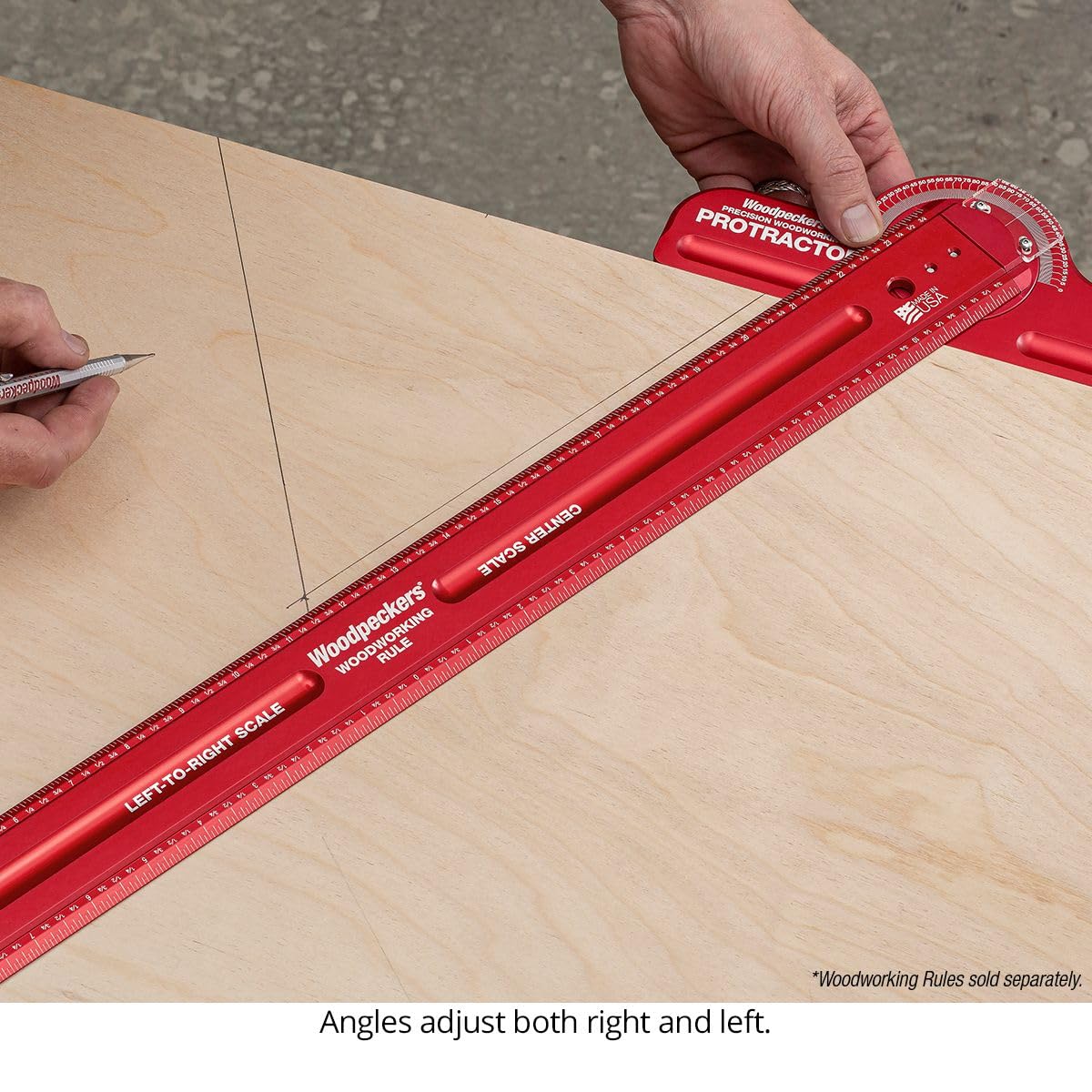 Woodpeckers Woodworking Protractor Head, Inch, Turns Woodpeckers Woodworking Rules Into Adjustable T-Square