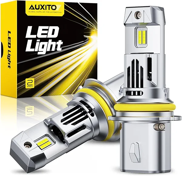 AUXITO 9007 Light Bulbs, 6500K Cool White 40000LM Per Set, HB5 Halogen Raplacement Fog Lights with Fan, Wireless Plug and Play, Canbus Ready, Pack of 2