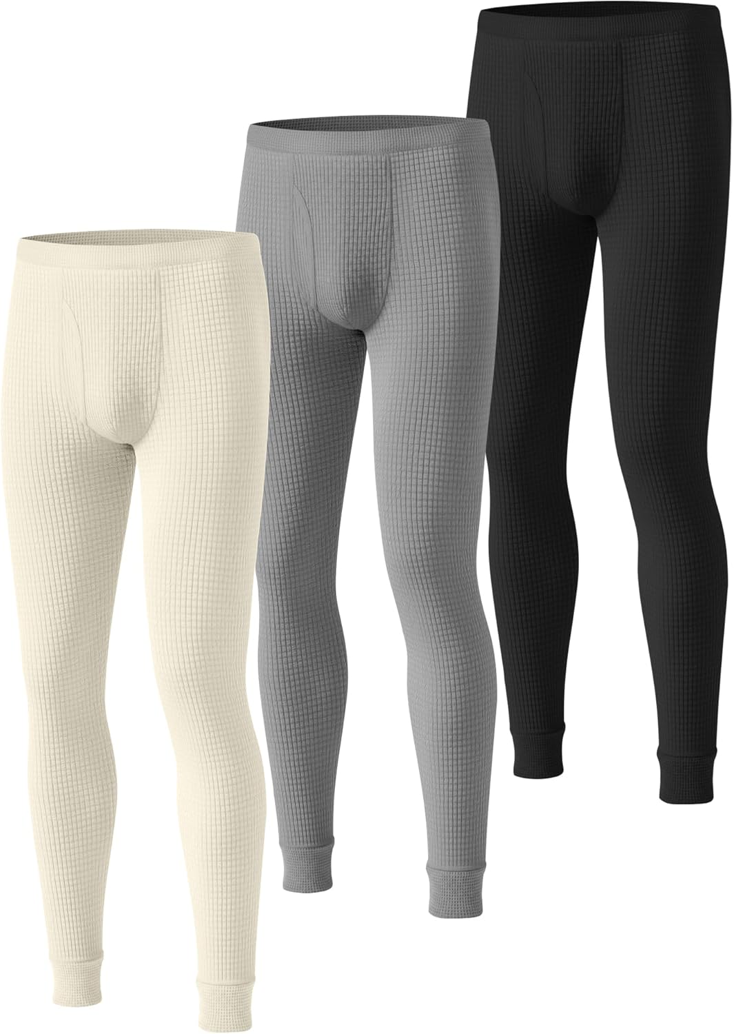 3 Pack Men's Waffle Thermal Bottom Long Underwear Johns Soft Base Layer - Image 2