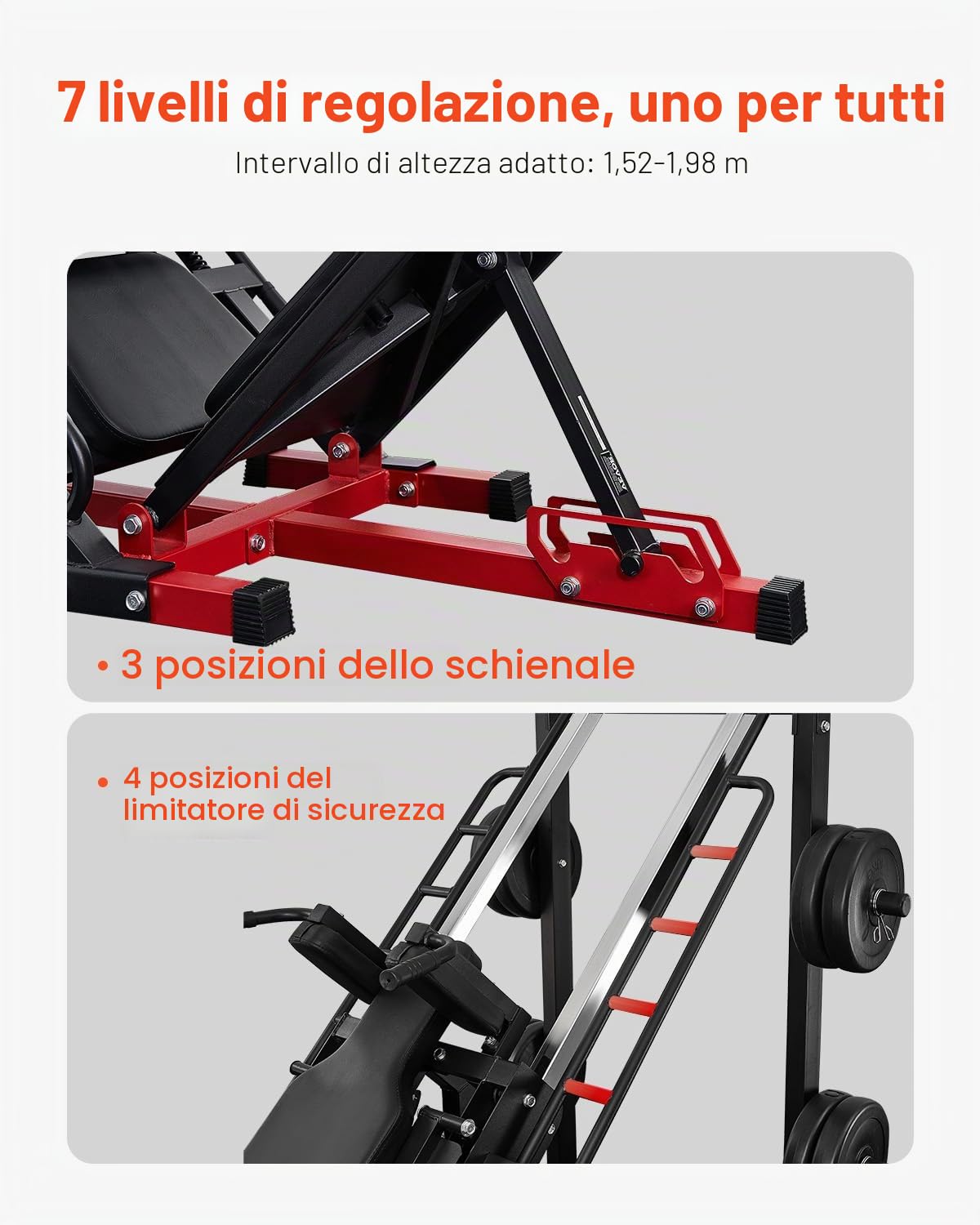 VEVOR Macchine Esercizi delle Gambe, Attrezzatura Gambe Presa Combo Regolabile, con Cuscinetto Lineare, Allenamento delle Gambe per Palestra, per Quadricipiti, Pali per Pesi da 50 mm