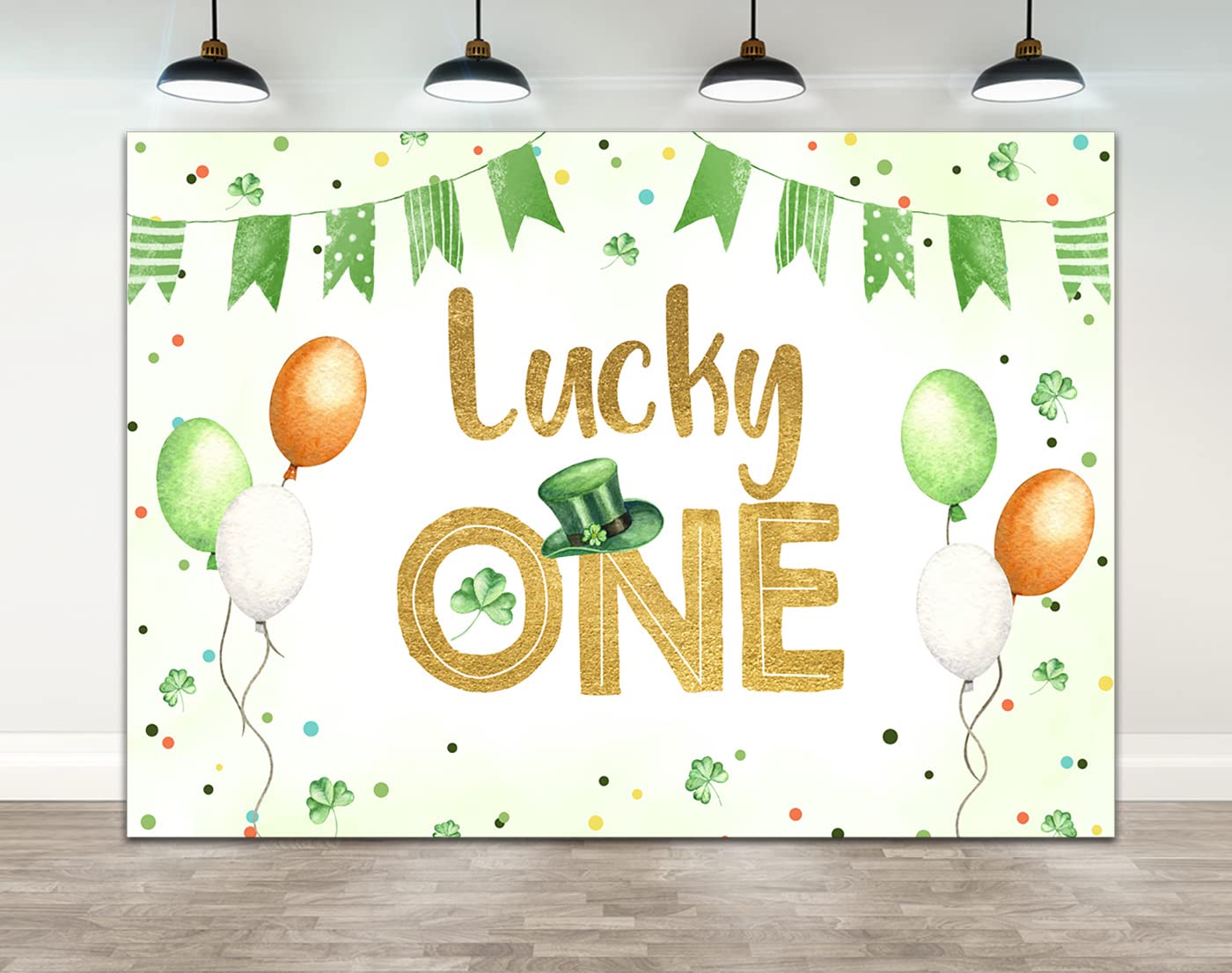 Ticuenicoa 7×5ft Lucky One Backdrop St. Patrick's Day 1st Birthday Party Decor Baby Shower Banner Shamrock Green Clover Background Supplies Studio Photography Cake Table Prop Photobooth Gift