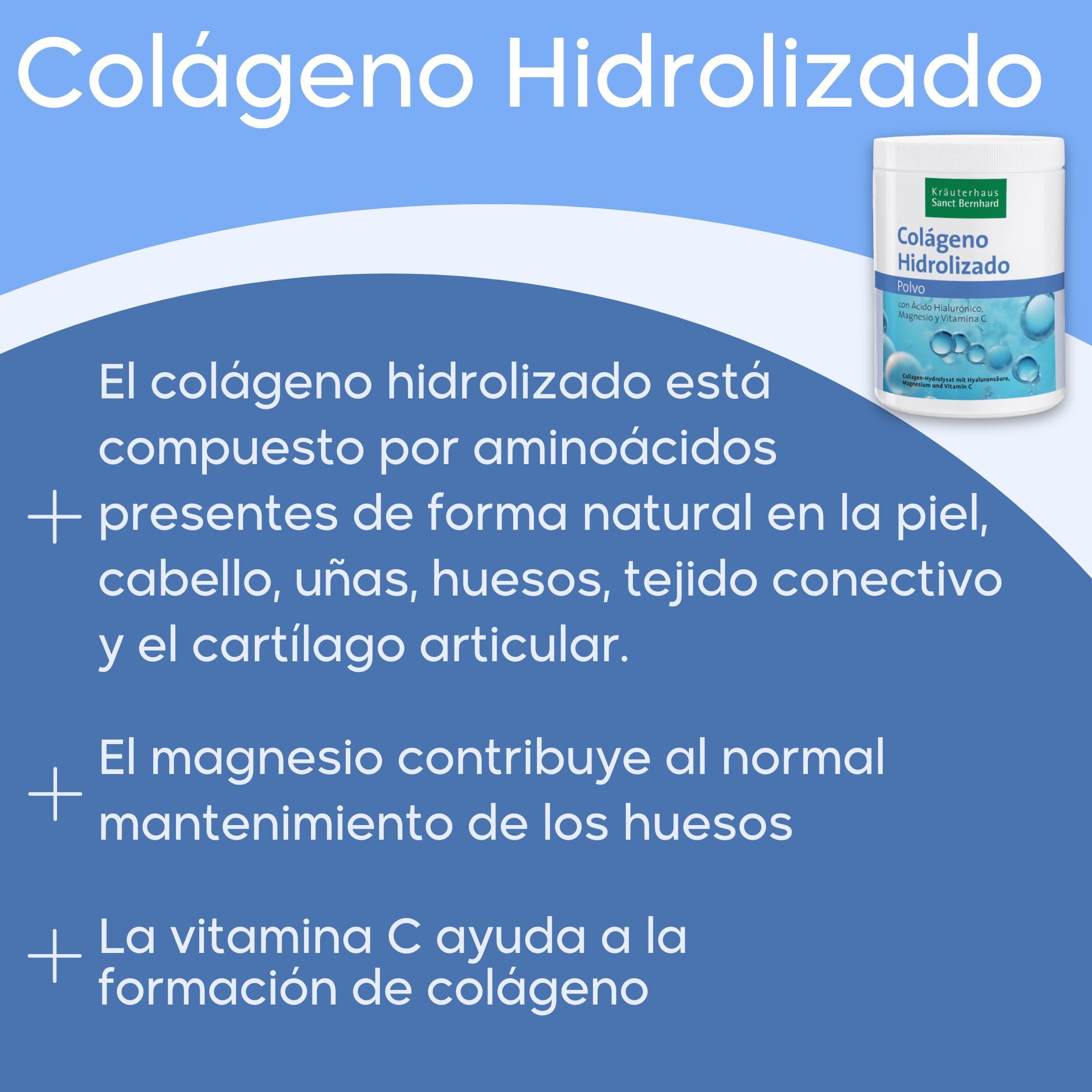Colágeno hidrolizado con magnesio, ácido hialurónico y vitamina C – Para huesos, articulaciones, piel y cartílagos – Contribuye a la formación y mantenimiento del colágeno | 630 g en polvo