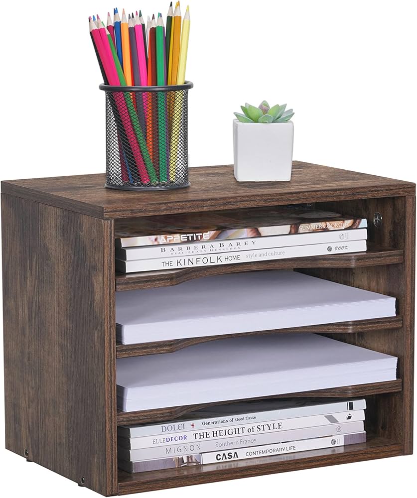 Amazon.com: Snughome Vintage Wood File Organizer Desktop, 13.4