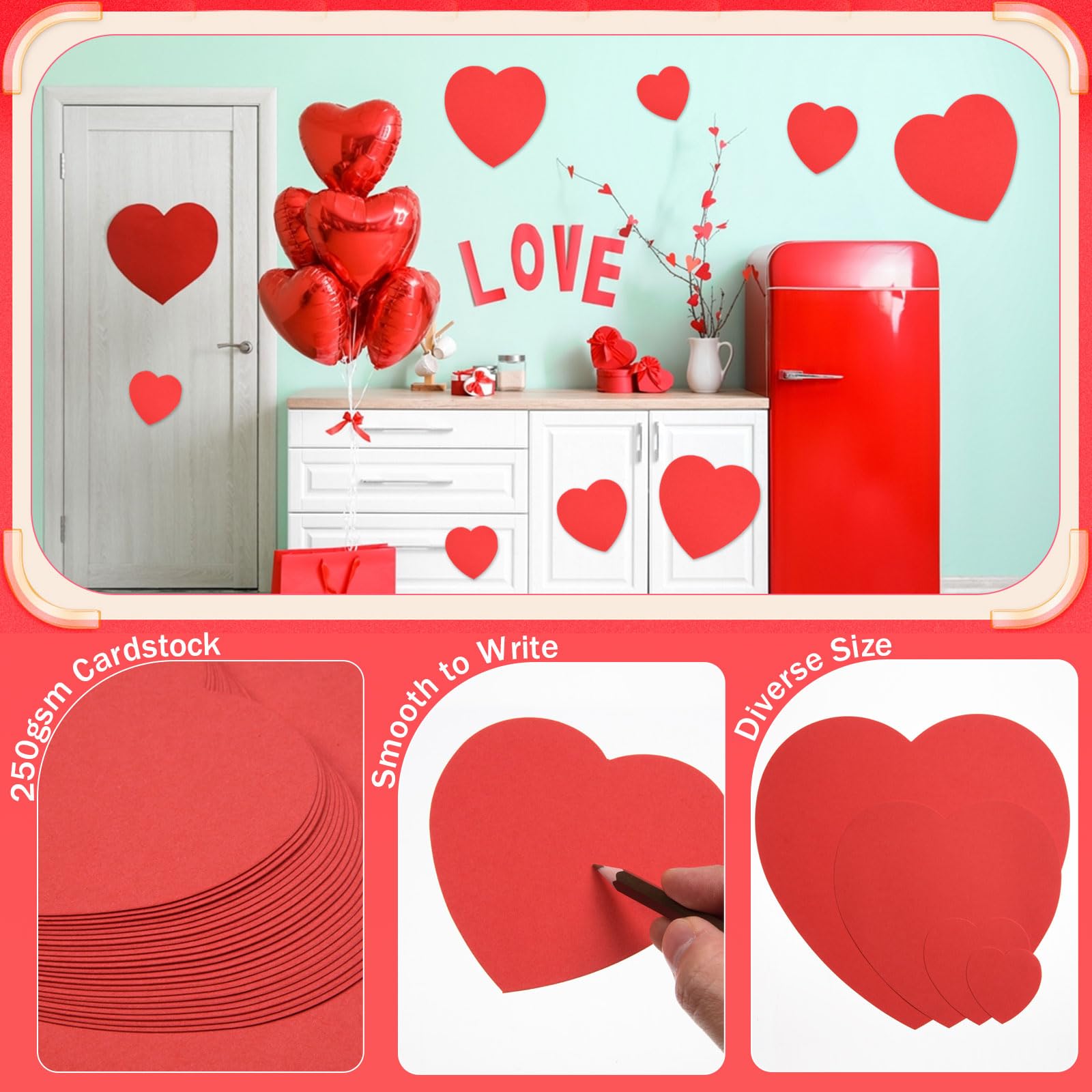300 Glitzernde Papier-Herzen (10,2 Cm) – Perfekt Für Valentinstag-Deko, Basteln, Tischstreu & Mehr