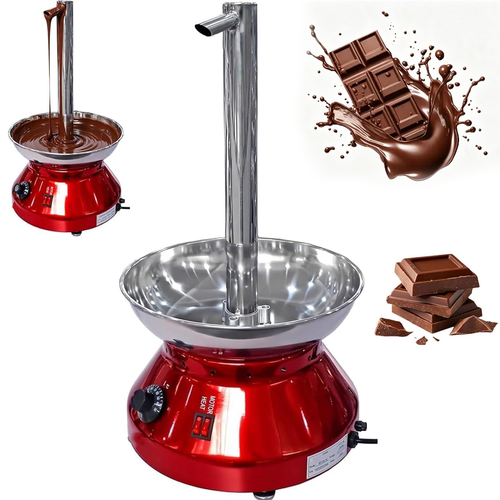 Macchina per Fontana di Cioccolato da 230 W, con Beccuccio A Rubinetto, Temperatura Regolabile, Acciaio Inox, per Dessert, Pasticceria, Feste, Catering