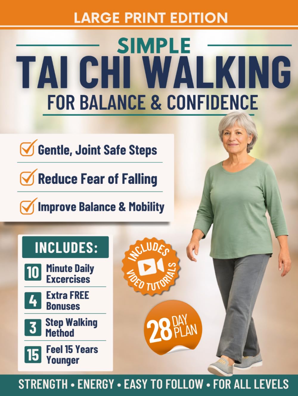 Simple Tai Chi Walking for Balance and Confidence: A 3 Step Gentle Walking System to Feel Steady, Build Confidence, and Support Strength and Healthy Weight, Without Strain | INCL. 4 Free Bonuses