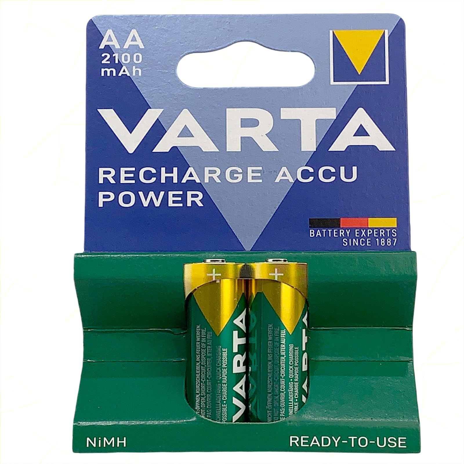 Batterie Ricaricabili Recharge Accu Power AA 2100 mAh | 5 Confezioni da 2 Pezzi | Per Fotocamere, Console, Giocattoli e Dispositivi Elettronici