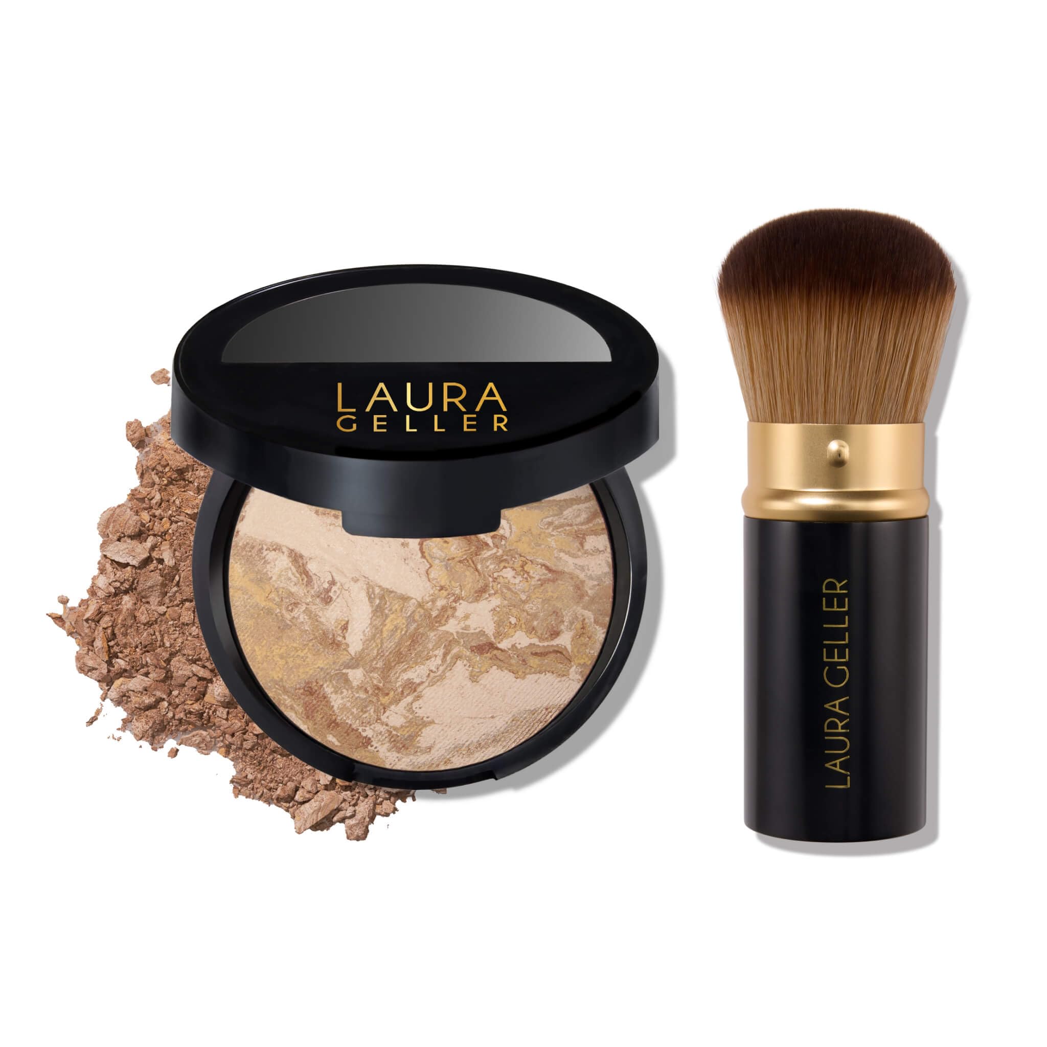 LAURA GELLER NEW YORK Baked Balance-n-Brighten - Fondotinta con pennello Kabuki, 59 mm, medio