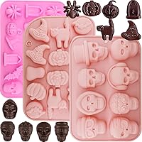 Vista 1 de 3 moldes de silicona para dulces de chocolate de Halloween, moldes de Halloween, fantasma, calabaza, murciélago, calavera, sombrero de bruja, molde
