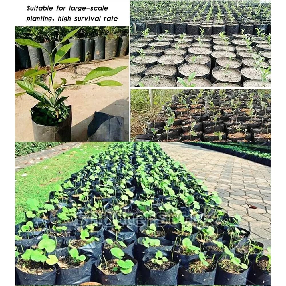50/100 Pièces PE Sacs De Pépinière en Plastique Noir Plantation Croissance Poche Jardin Fleur Légumes Semis Culture Plantation Conteneur(100pcs,20x40cm)