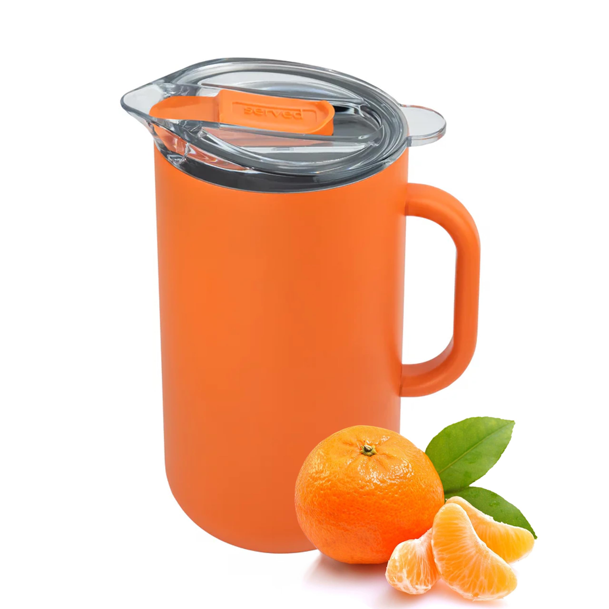 Served Vacuum Insulated Stainless Steel Pitcher with Lid (2L). Keep Drinks Cold for Hours in Insulated Pitcher that is Double-Walled, Copper-Lined, and Vacuum-Sealed with Leak-Proof Lid.