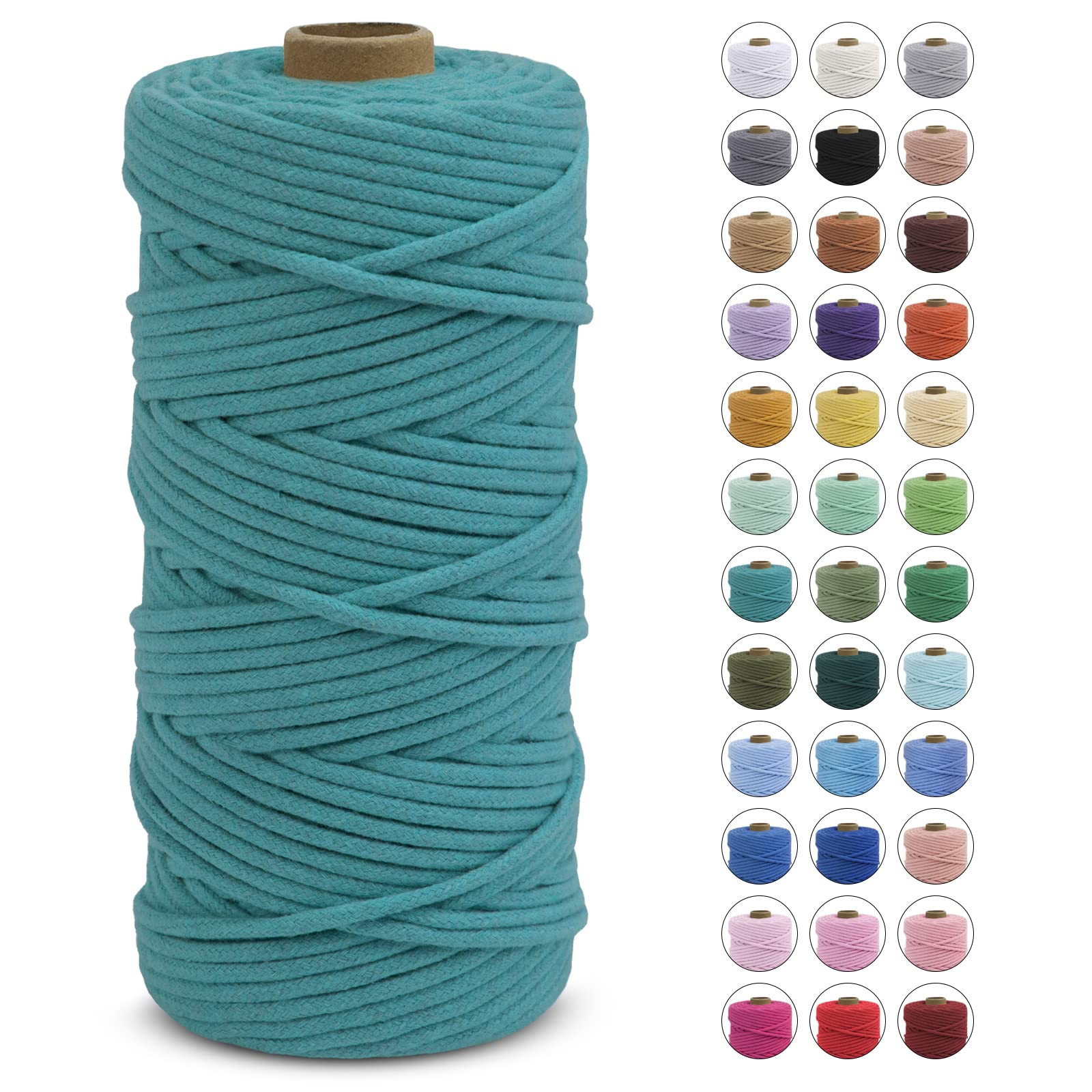 LEREATI Macrame Cord 3mm x 100m, Thick Macrame Rope Natural Cotton Cord Macrame Yarn