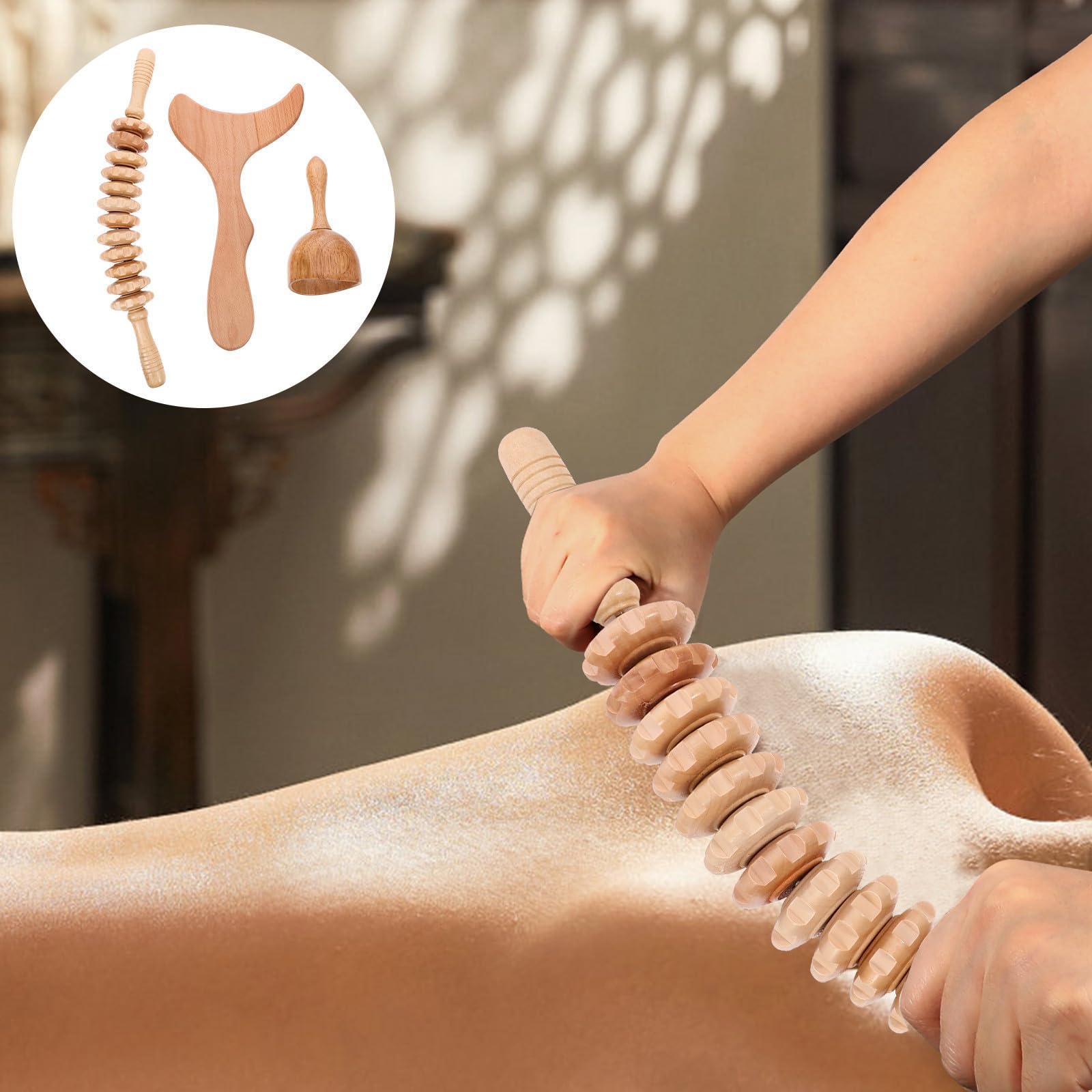 DECHOUS Strumento per Massaggio in Legno Leggero e Portatile, Massaggiatore Corpo Versatile per Gambe e Schiena, Design Speciale Comodo da Trasportare e Conservare