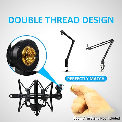 Miniatura 5 de Bluebird - Soporte de choque con filtro pop, parabrisas y soporte de choque para reducir el ruido de la vibración, brazo de micrófono a juego para