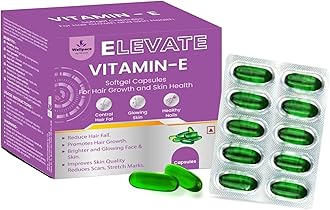 Elevate 400 IU Vitamin E Capsules For Face And Hair|100% Natural Vitamin E Supplement With Vitamin E Oil|Paraben Free - 200 Capsules