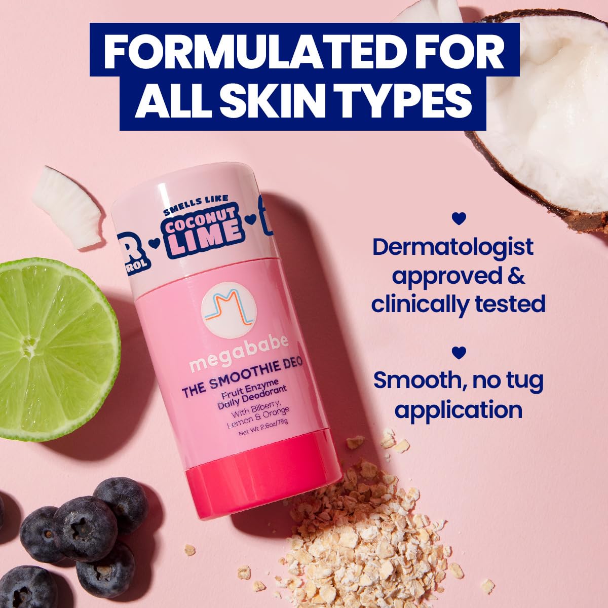 Megababe Daily Deodorant -The Smoothie Deo with 72 hour Odor Protection | Coconut & Fruit Enzymes | Aluminum-Free, All Natural | 2.6 oz - Image 5