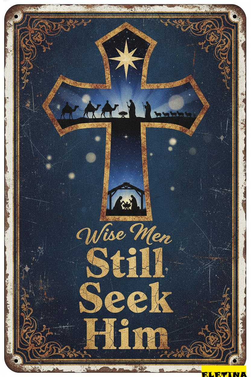Personalized Sign for Man Cave Wise Men Still Seek Him Men S Easter Bible Verse Nativity Scene Cross Vintage Home Decorative S Religious Christmas Scripture Wall Decor Metal 8x12in Private Property
