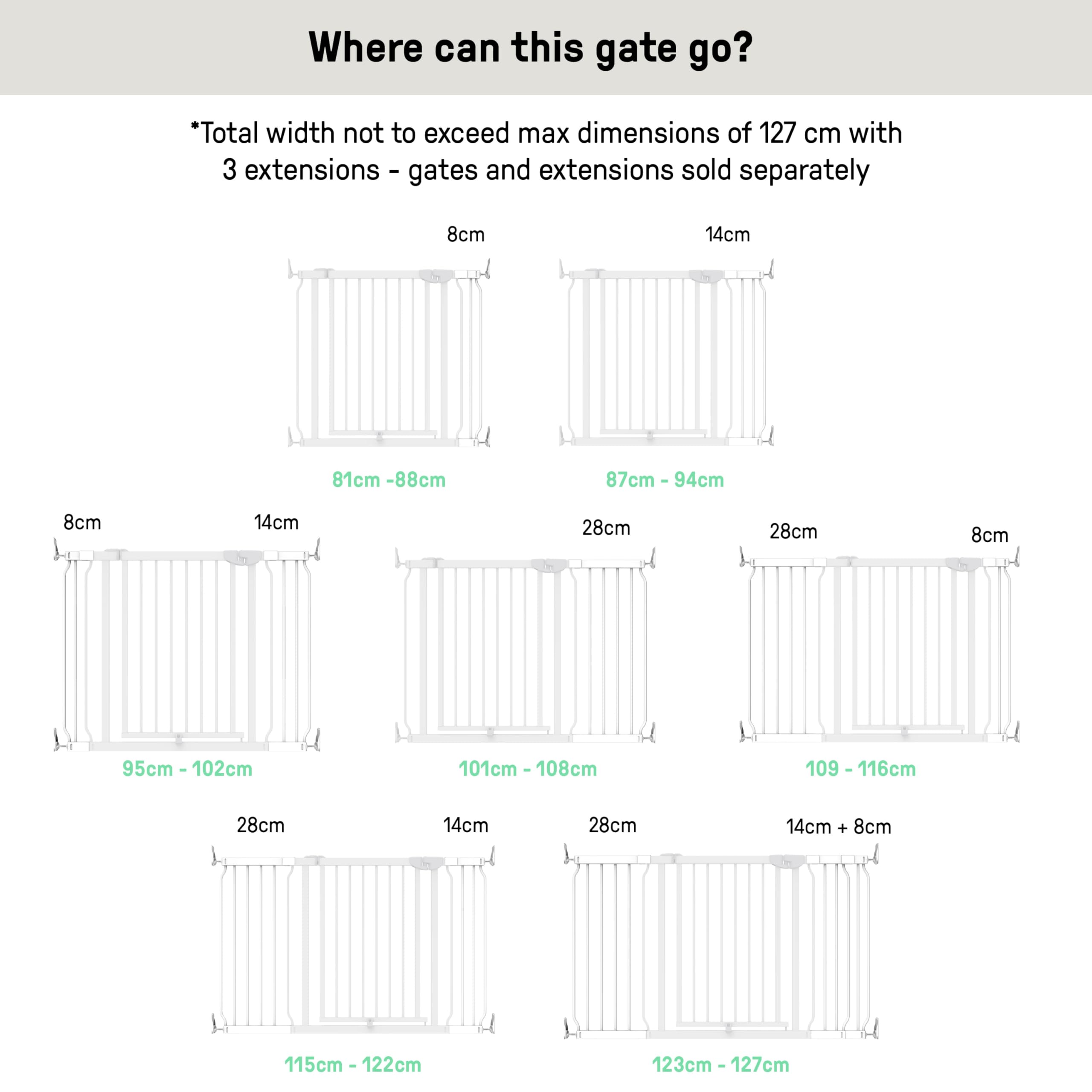 Ingenuity The Doorway Series Easy Install Baby Gate & Dog Gate, 8cm Extension only - White, 8cm Gate Extension - Image 4