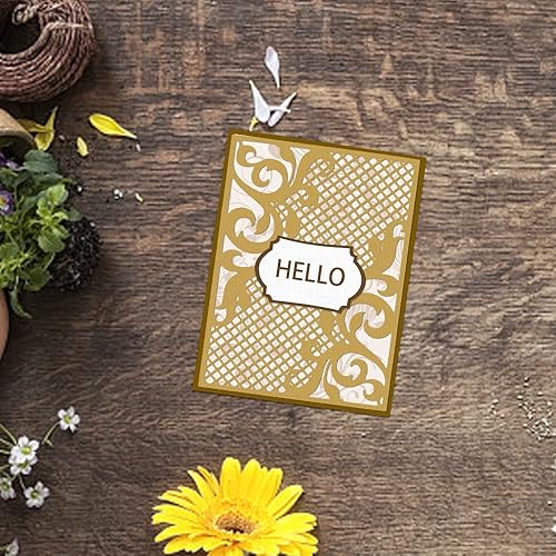 Miniatura 4 de Hying Troqueles de corte de marco de flores y hojas para hacer tarjetas, marco rectangular troquelado, cuadrícula hueca a cuadros, plantillas en