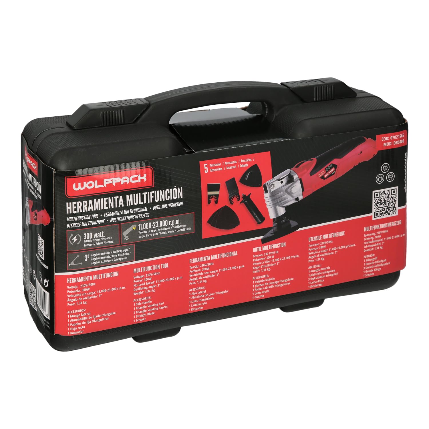 Strumento multifunzione oscillante da 300 Watt. Con accessori 23.000 giri/min