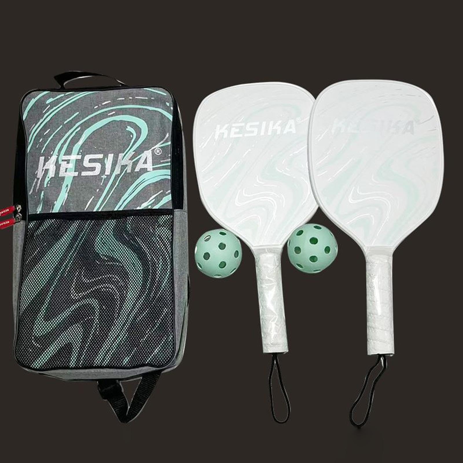 Set di 2 Racchette da Pickleball con Borsa,Verde,41.5x20.5 cm