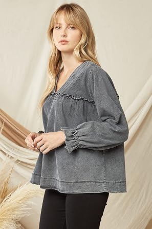 Entro USA V-Neck Denim Top