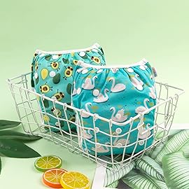 ALVABABY Large Swim Diapers 3pcs Baby & Toddler Snap One Size Reusable Adjustable Baby Gifts Baby Boy 3SWY36