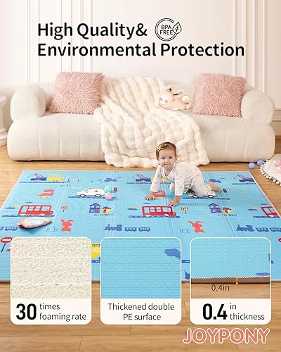 Miniatura 4 de Alfombra de juego para bebés de 79 x 71 pulgadas, alfombrillas de juego plegables extra grandes para bebés y niños pequeños, tapete portátil
