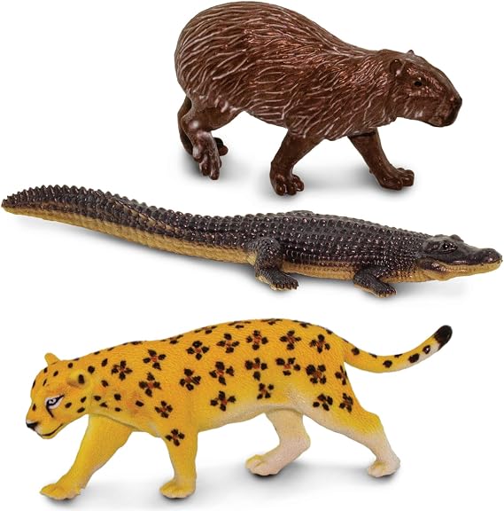 Safari Ltd. South American Animals TOOB - Toy Figurines of Jaguar, Sloth, Harpy Eagle, Giant Anteater, Capybara, Arapaima, Boto (Pink River Dolphin), Caiman - Boys, Girls & Kids Toys Ages 3+