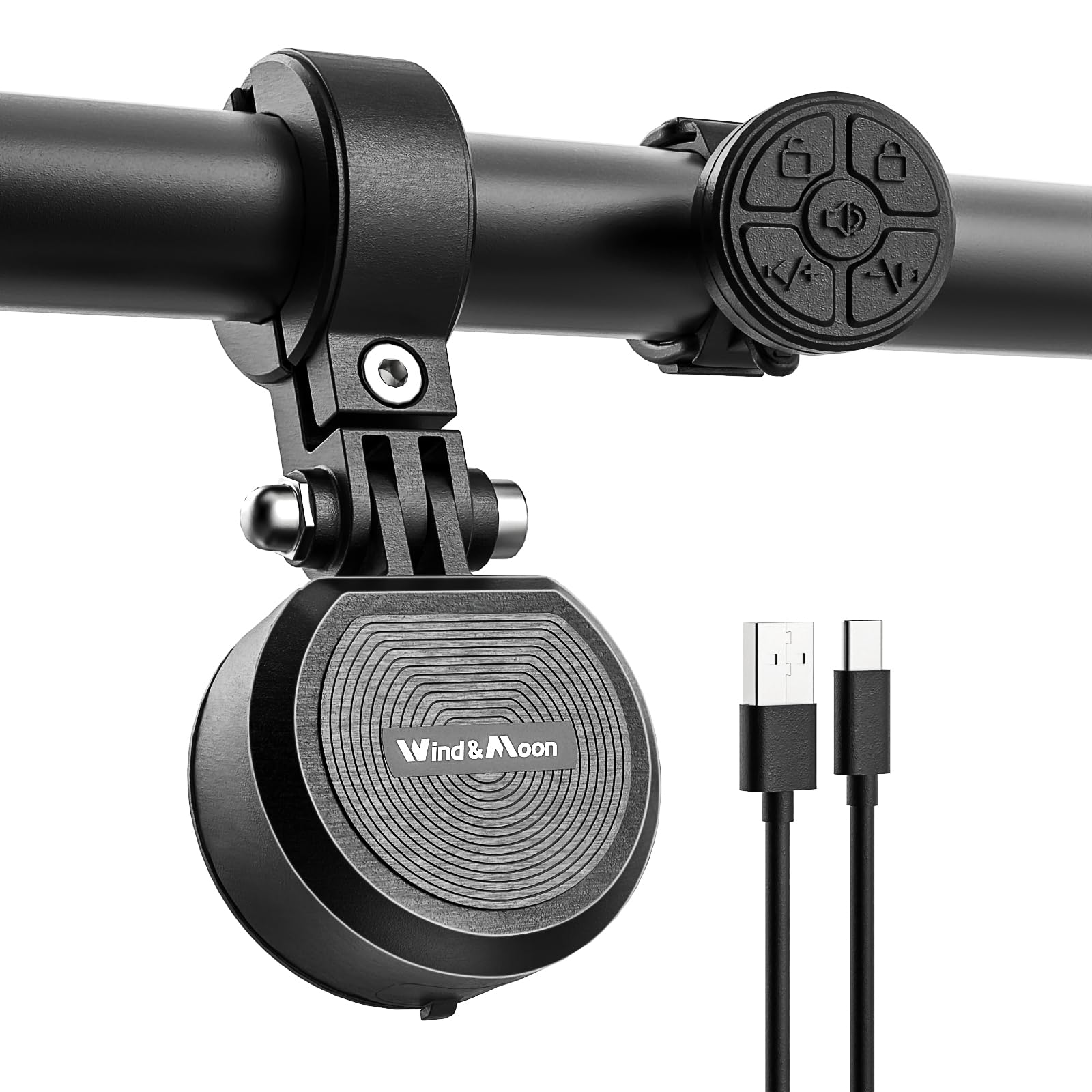 Campanello Bici, Allarme Clacson Elettrico, Volume Regolabile 130 Decibel, Clacson Elettrico Impermeabile IPX6, Adatto per Biciclette e Mountain Bike da 22-32 mm