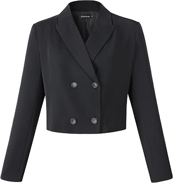 Beninos Womens Double Breasted Cropped Blazer Jackets