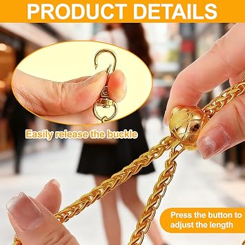 Metal Handbag Chain Strap, 130cm Gold Adjustable Replacement Strap with Detachable Clasps for Shoulder & Crossbody Bags