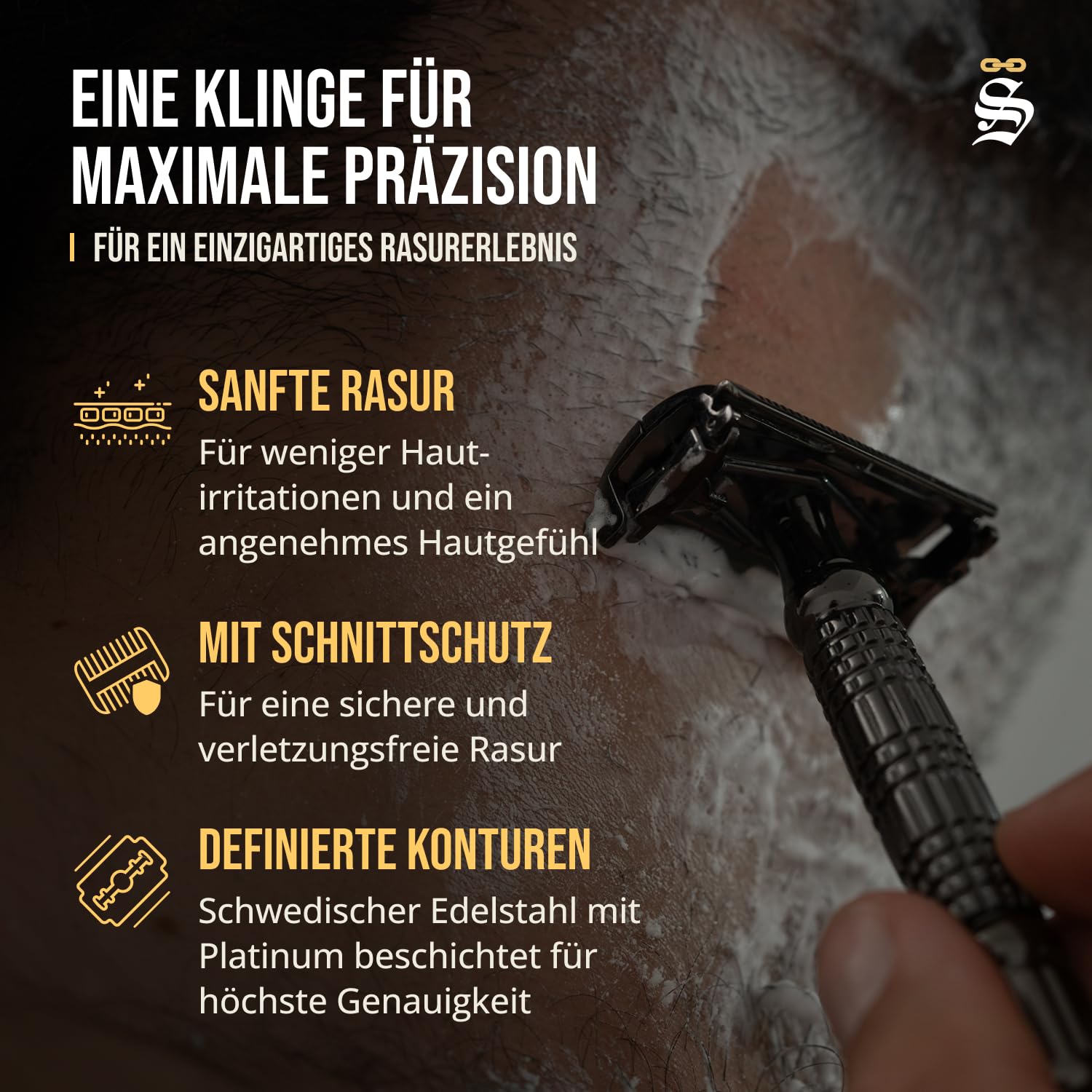 Störtebekker® Premium Rasierhobel Herren Hamburg - Rasierset mit 10 Rasierklingen & Leder-Etui - Nassrasierer Herren inkl. Reise-Etui mit Spiegel - *TESTSIEGER* Stiftung Warentest (12/2024)