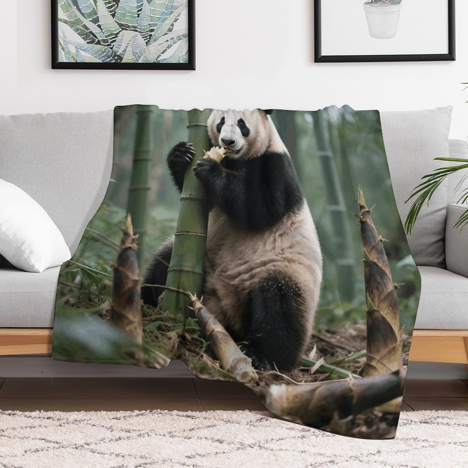 Custom Panda Blanket Lightweight Flannel Fleece Throw for Couch Sofa Bed Luxury Soft Cozy Plush Lap Bedtime Blanket for All Seasons Bedroom Home Decor Gifts 30x40