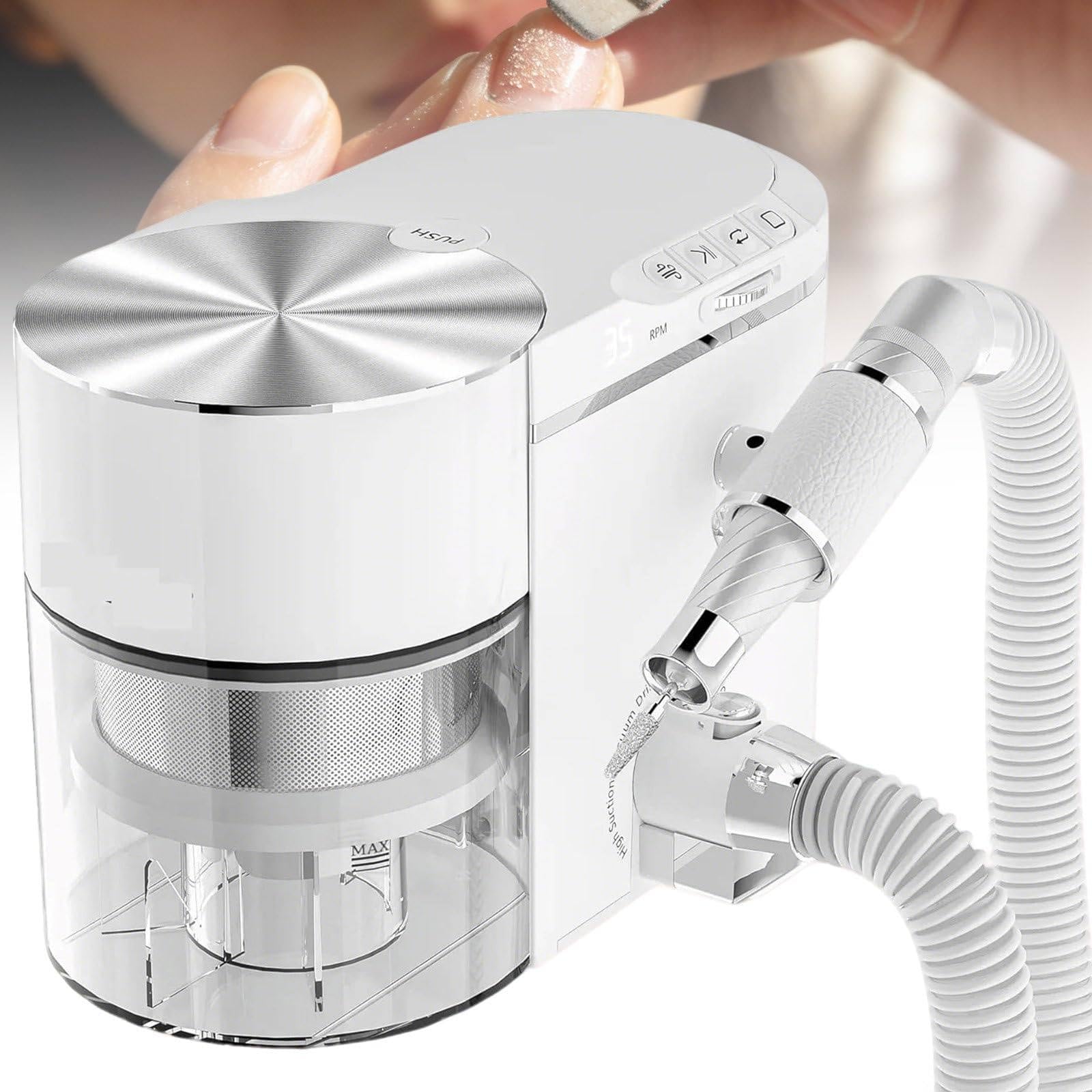 Taladro de uñas Profesional con succión integrada, Kit portátil 2 en 1, Potente Extractor de Polvo de uñas de 200 W, Ajustable a 30 000 RPM, ≤68 dB, para Artistas de uñas