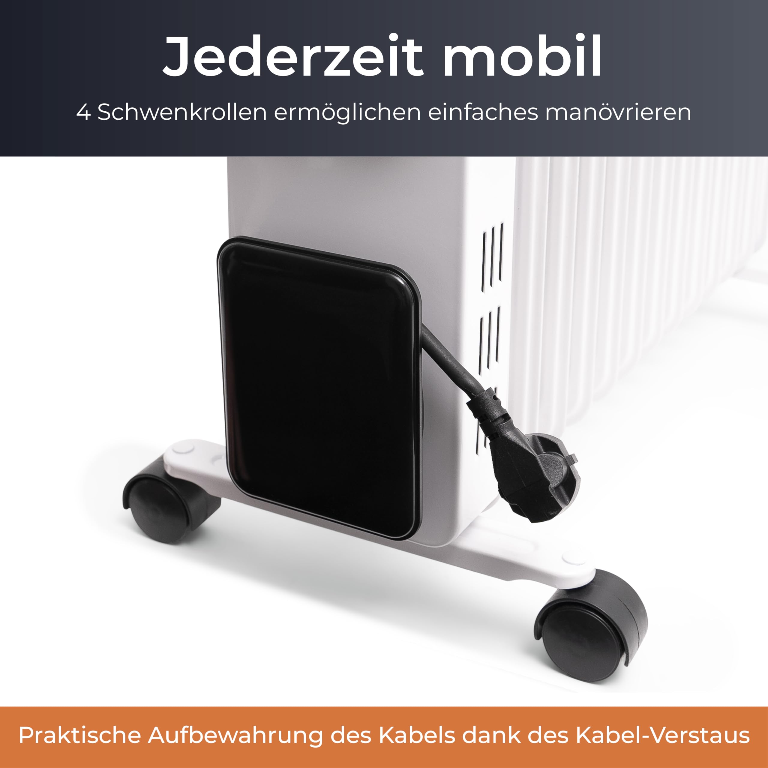 KLAMER Ölradiator 2500 W, Elektroheizung energiesparend, 13 Rippen, 3 Heizstufen mit Eco-Modus, 24h Timer, Thermostat, Überhitzungs- & Kippschutz, mit Fernbedienung, für Innenräume, weiß