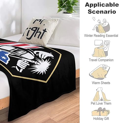 Miniatura 5 de Manta grande de franela suave y acogedora con bandera de soldador estadounidense de soldadura, manta cálida y duradera