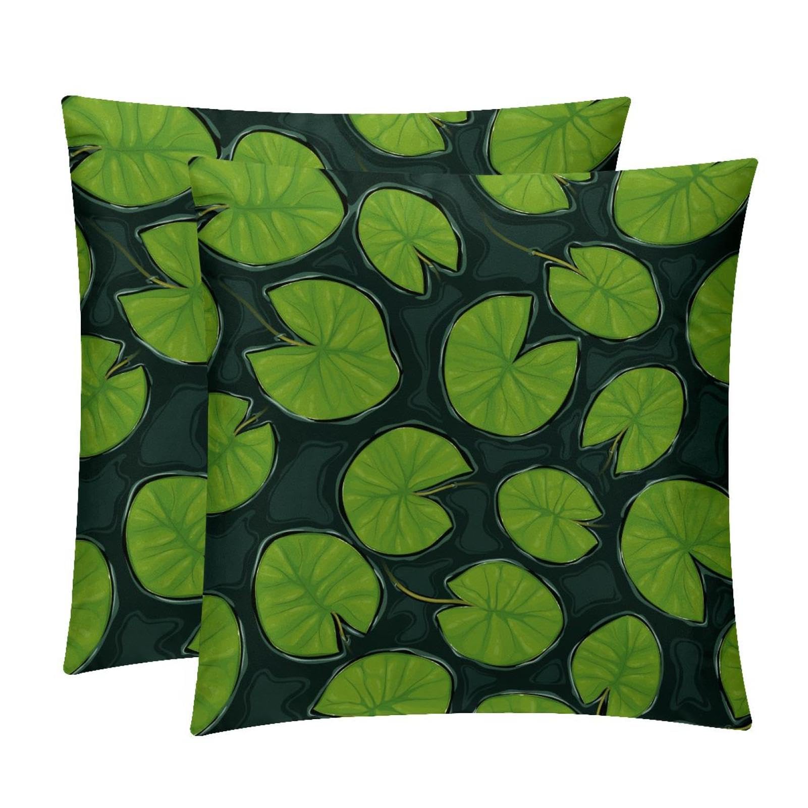 TDGKPZ Green Leaf Throw Pillow Covers 2 Pack Cushion Cases Decorative Pillow Cases Home Decor 45x45cm