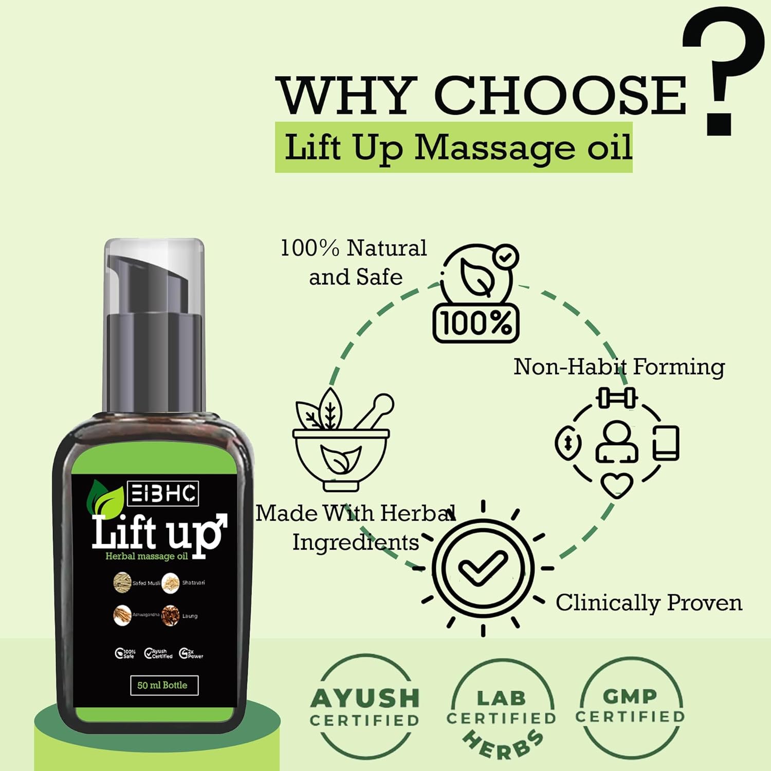Lift up Massage Oil 50 ml | Herbal Oil for Couples - Massage Oils for Date Night - Massage Oil for for Intimate Moments -Aphrodisiac Massage Oils - Muscle Relaxer Oils 1.69 Fl Oz.