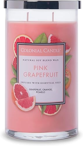 Vista 190 de Colonial Candle Vela perfumada en frasco, cilindros clásicos, brillo navideño, 2 mechas, 19 onzas, morado