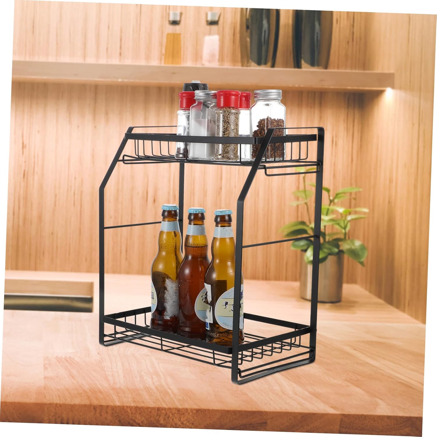 Ciieeo Multipurpose Double Layer Spice Storage Rack Organizer for Kitchen Bathroom and More for Spaces and Easy Access to Seasoning Bottles