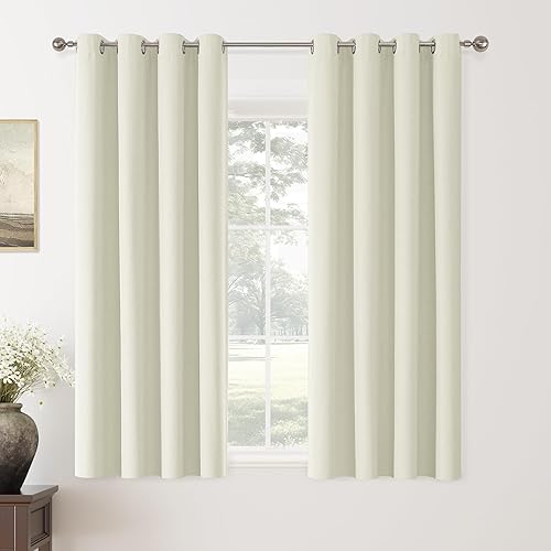 Miniatura 227 de ChrisDowa Cortinas 100% opacas de abedul liso de 96 pulgadas de largo, 2 paneles para dormitorio, sala de estar, oscurecimiento de la habitación de