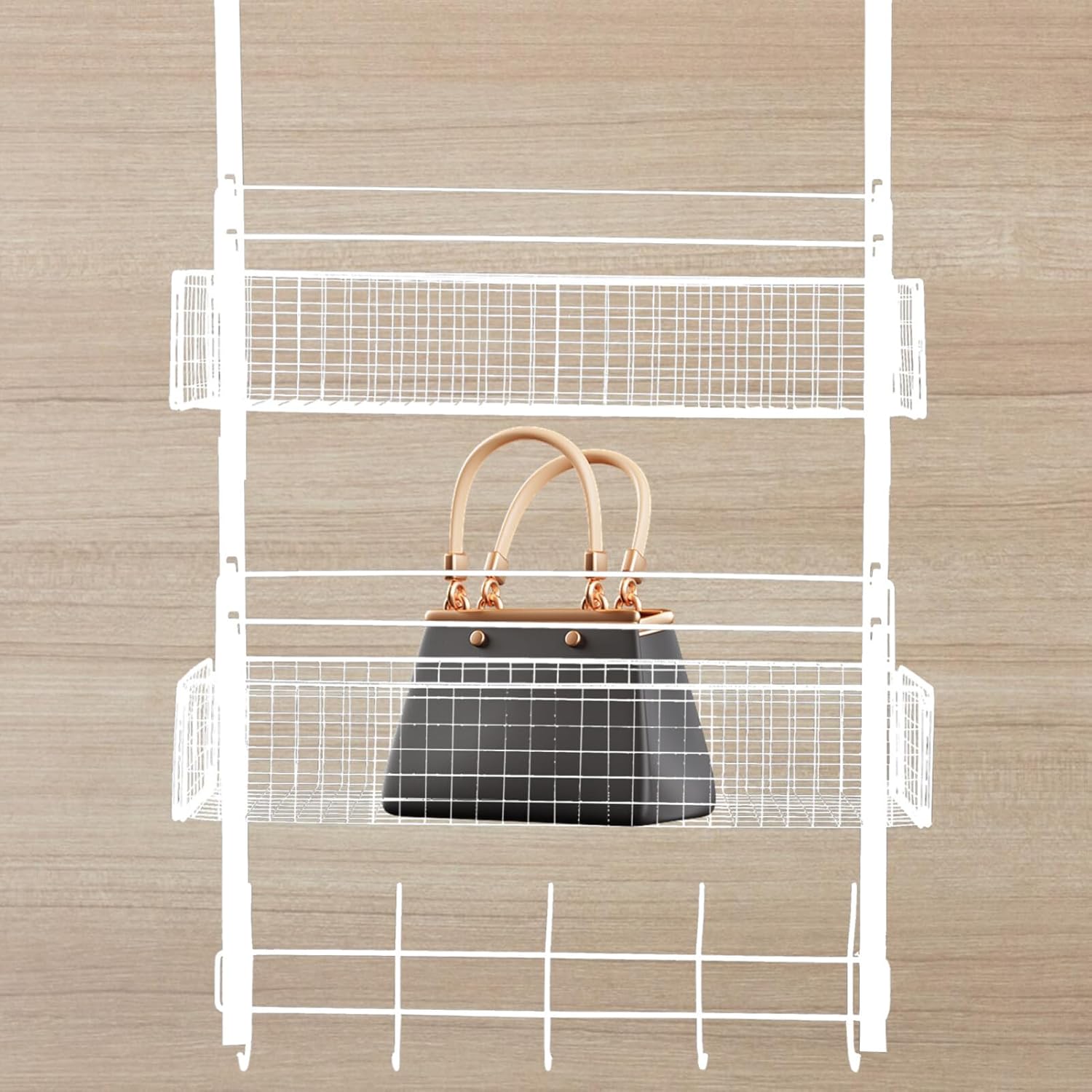 Kichvoe Cabinet Side Hanging Storage Basket Organizer for Kitchen and Bathroom Multi Removable Wire Fruit Basket with Hooks for Efficient Home Organization