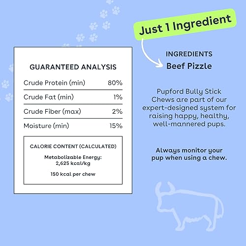 Miniatura 4 de Pupford Palitos gruesos para perros y cachorros, ahumados para mejorar el olor, naturales, de larga duración, masticables de un solo ingrediente