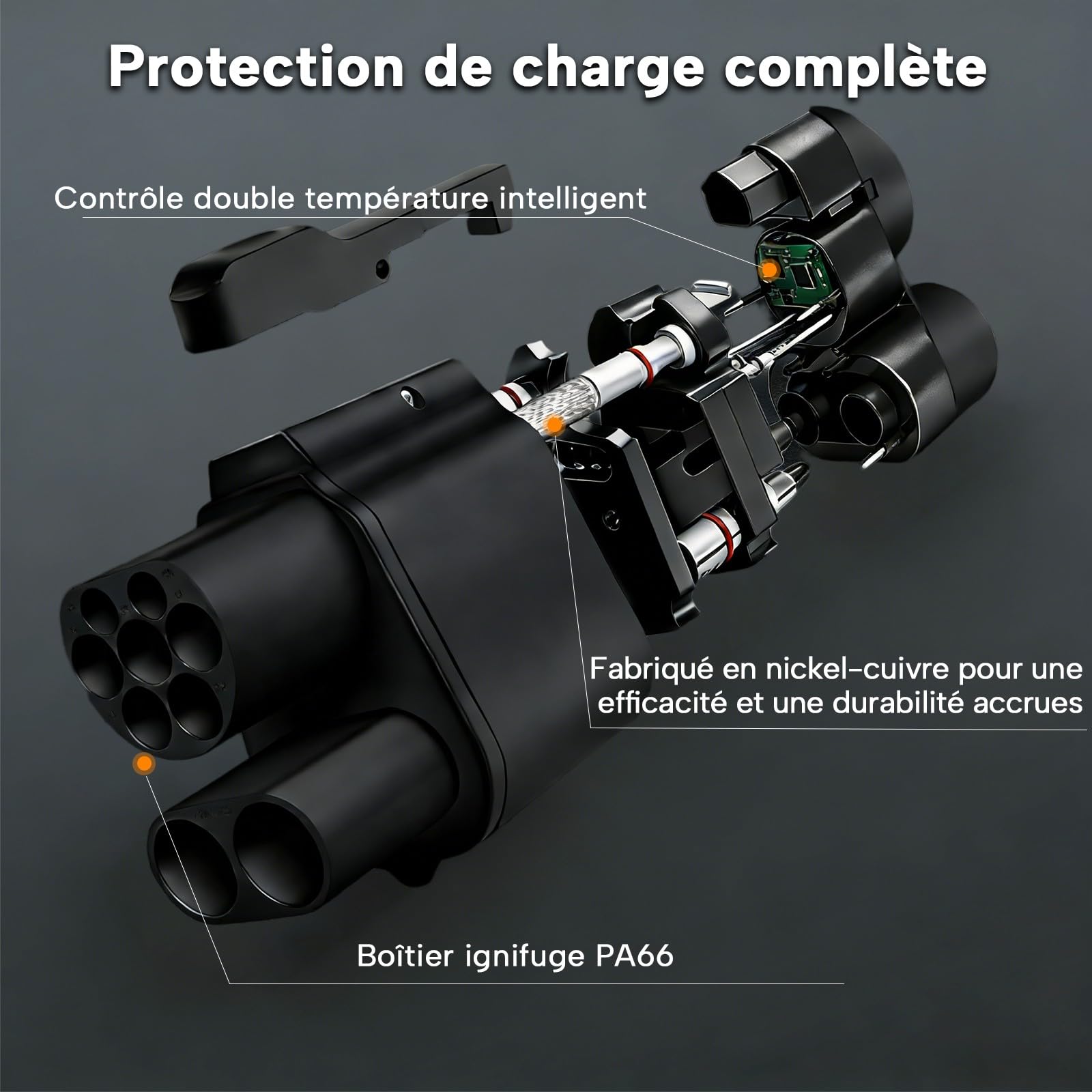 Adaptateur CCS2 vers CCS1, 1000V 500A, Adaptateur de Charge Rapide | Compatible avec la Charge AV et DC, Adaptateur pour Véhicules électriques IEC 62196 ver J1772, Type2 ver Type1, étanche IP54