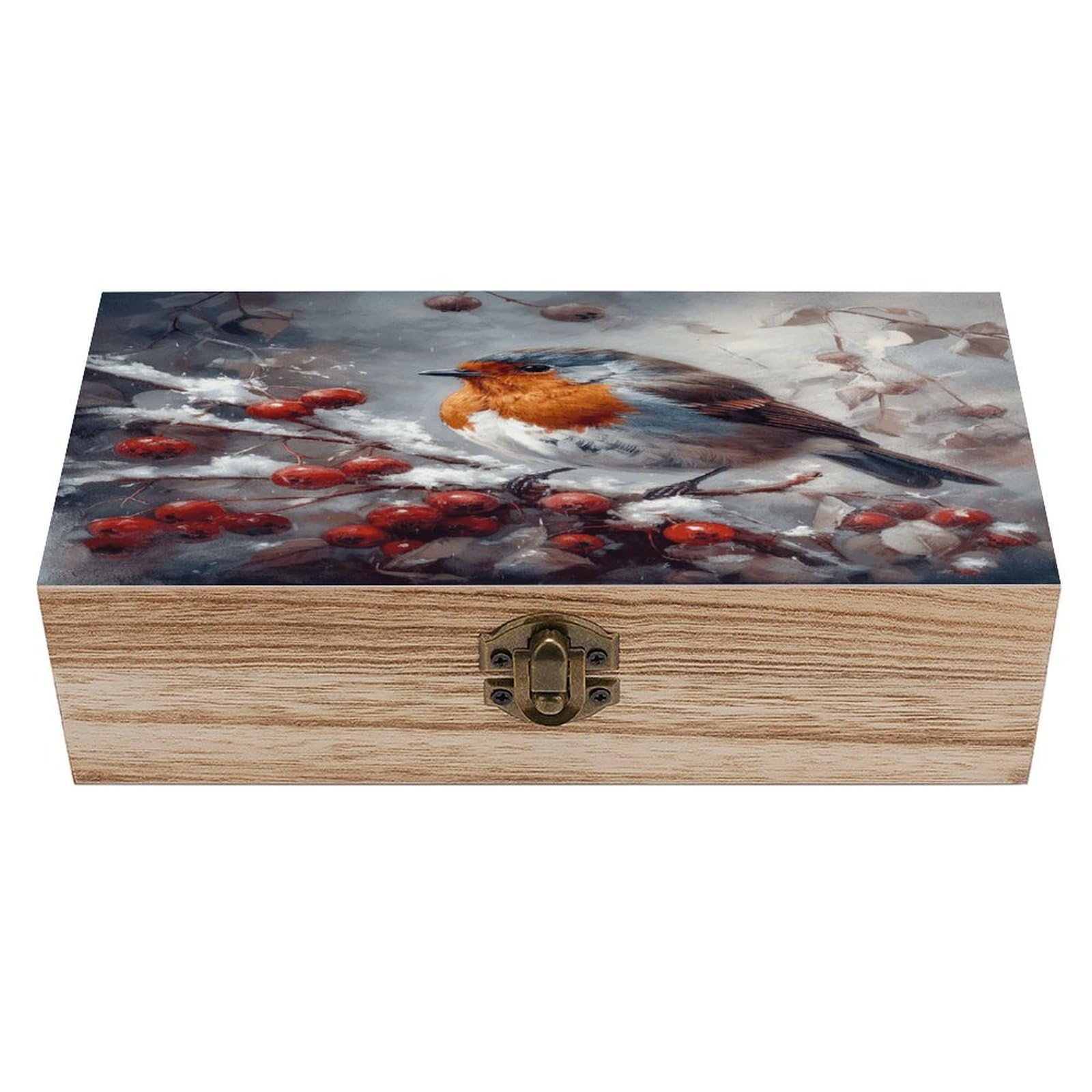asbwuo Bird on Branch Wood Keepsake Box Wooden Box with Hinged Lid